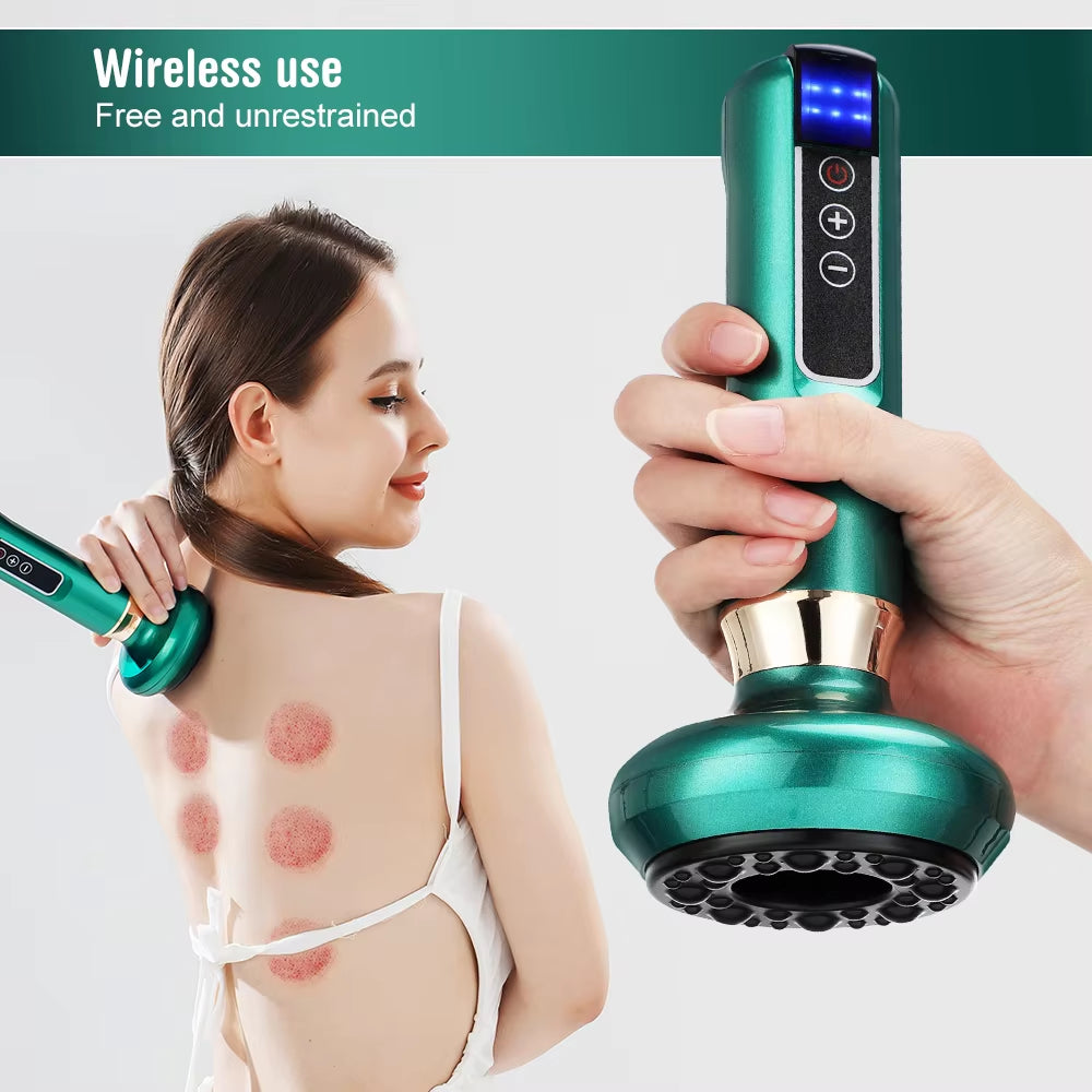 Electric Cupping Massager Vacuum Suction Cup Guasha anti Cellulite Beauty Health Scraping Infrared Heat Body Slimming Massage