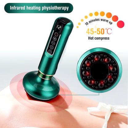 Electric Cupping Massager Vacuum Suction Cup Guasha anti Cellulite Beauty Health Scraping Infrared Heat Body Slimming Massage