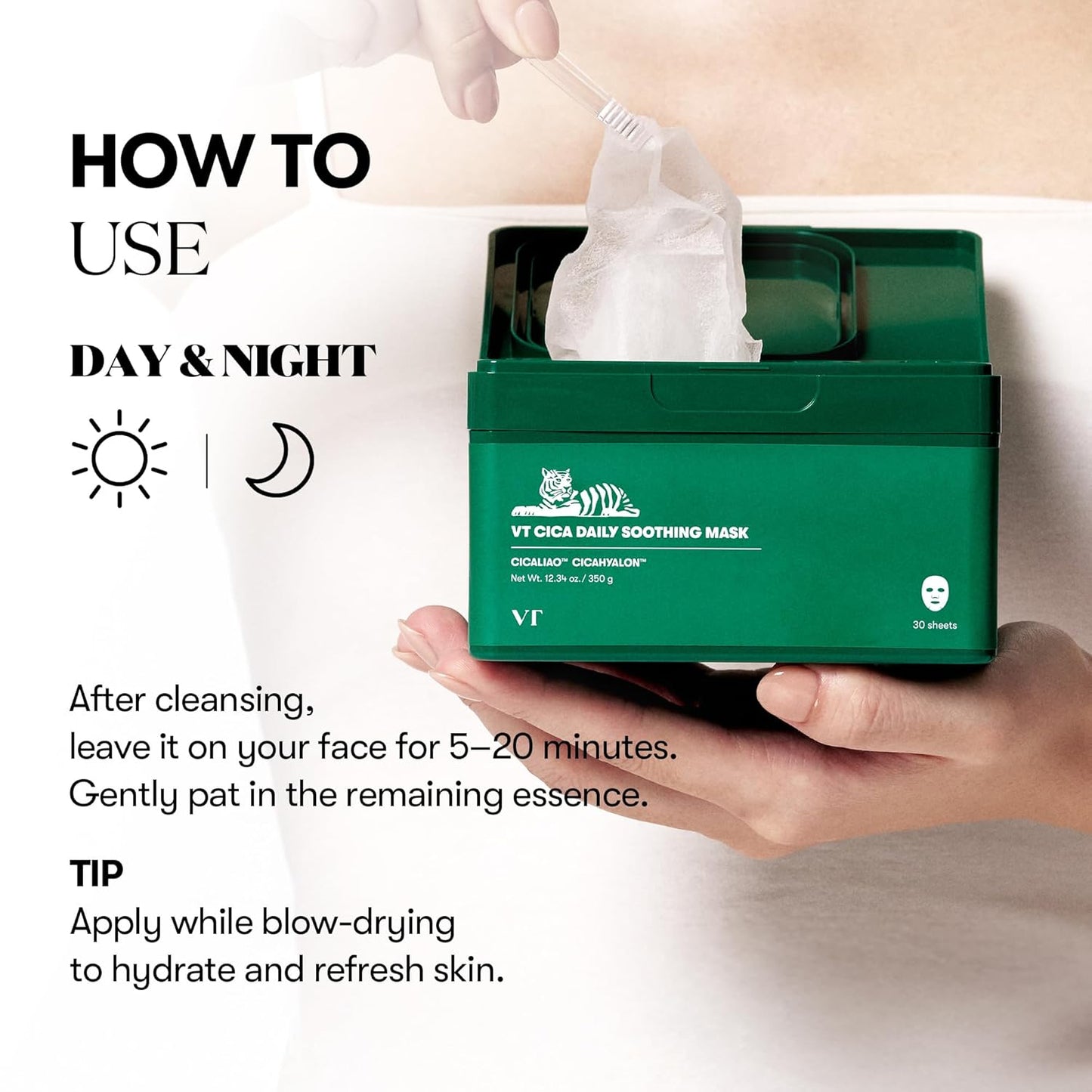 Daily Soothing Mask 30Ea, Facial Sheet Mask for Moist & Hydrating, 30 Day Supply, Centella Asiatica Face Mask