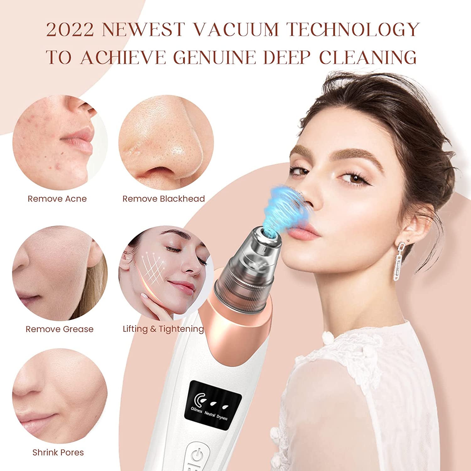 2024 Advanced Blackhead Remover Pore Vacuum - 5 Suction Levels, 5 Probes, USB Rechargeable Acne Extractor Tool for Flawless Skin (White)