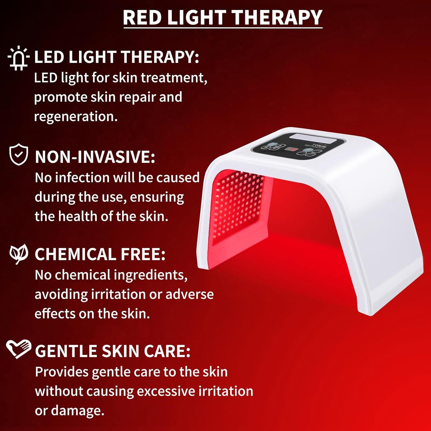 Best Red Light Devices, 7 Color Red Light Machine for Face and Neck, LED Facial Skin Care Beauty Tool at Home